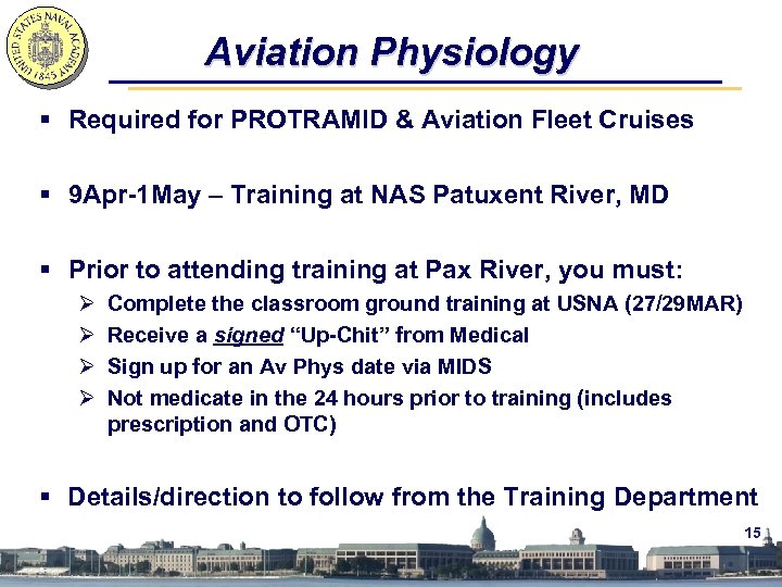 Aviation Physiology § Required for PROTRAMID & Aviation Fleet Cruises § 9 Apr-1 May