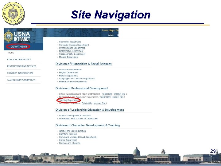 Site Navigation 29 
