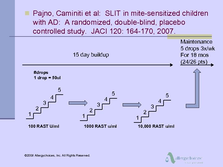 n Pajno, Caminiti et al: SLIT in mite-sensitized children with AD: A randomized, double-blind,