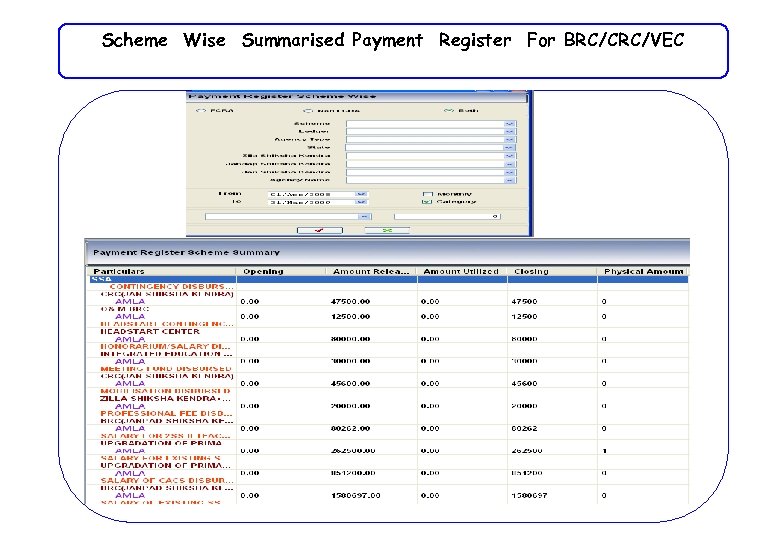 Scheme Wise Summarised Payment Register For BRC/CRC/VEC 