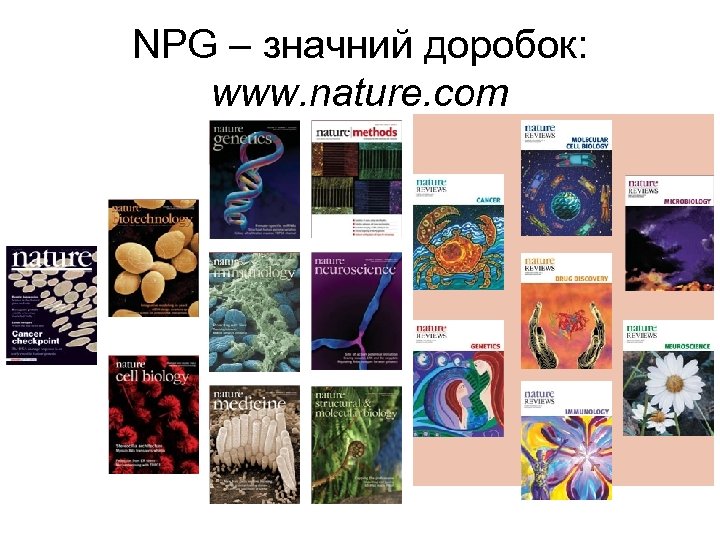 NPG – значний доробок: www. nature. com 