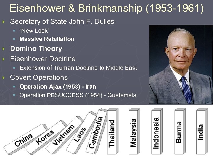 Eisenhower & Brinkmanship (1953 -1961) } Secretary of State John F. Dulles § “New