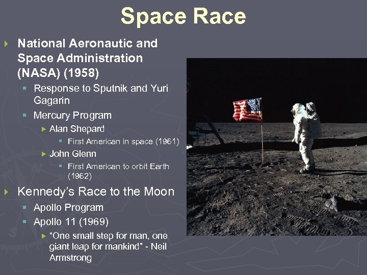 Space Race } National Aeronautic and Space Administration (NASA) (1958) § Response to Sputnik