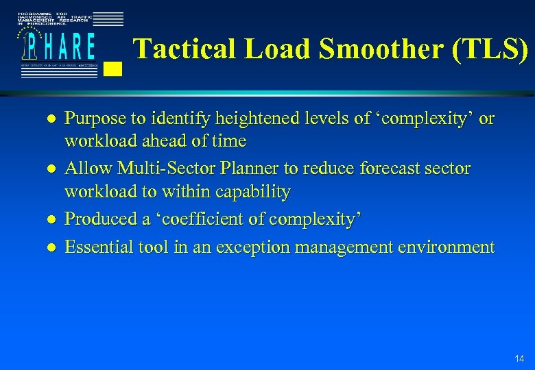Tactical Load Smoother (TLS) l l Purpose to identify heightened levels of ‘complexity’ or