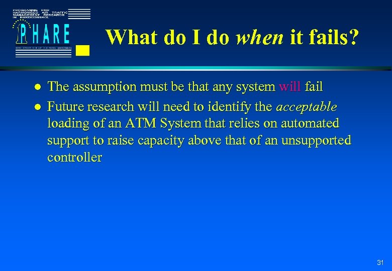 What do I do when it fails? l l The assumption must be that