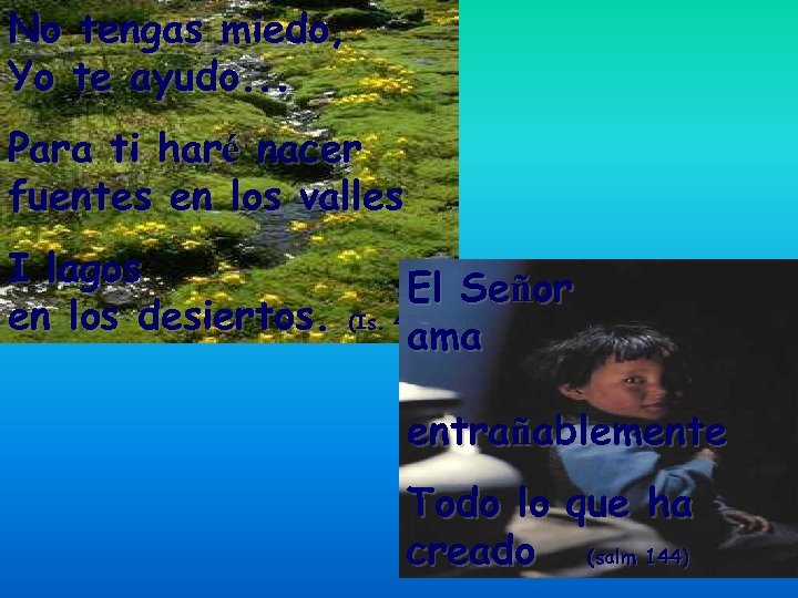 No tengas miedo, Yo te ayudo. . . Para ti haré nacer fuentes en