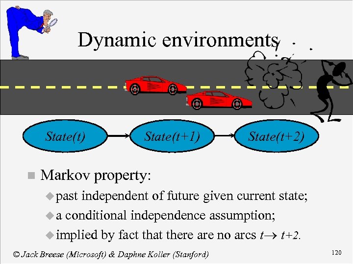 Dynamic environments State(t) n State(t+1) State(t+2) Markov property: u past independent of future given