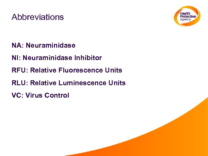 Abbreviations NA: Neuraminidase NI: Neuraminidase Inhibitor RFU: Relative Fluorescence Units RLU: Relative Luminescence Units