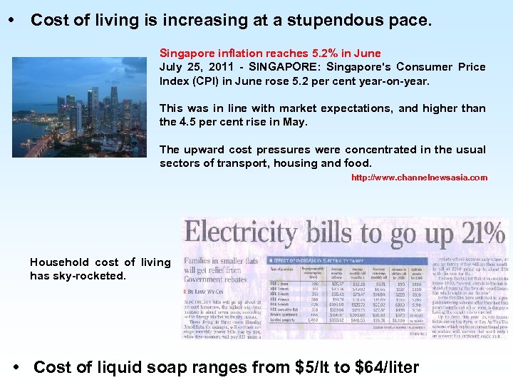  • Cost of living is increasing at a stupendous pace. Singapore inflation reaches