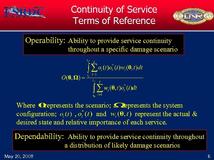 Continuity of Service Terms of Reference Operability: Ability to provide service continuity throughout a