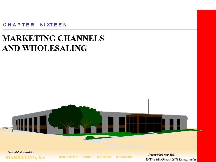 CHAPTER S I XT E E N MARKETING CHANNELS AND WHOLESALING Irwin/Mc. Graw-Hill MARKETING,