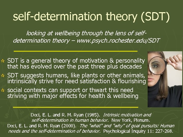 self-determination theory (SDT) looking at wellbeing through the lens of selfdetermination theory – www.