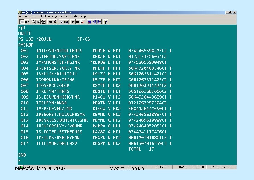 Moscow, June 28 2006 Vladimir Tepikin 
