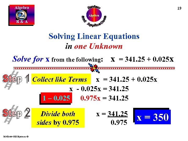 Algebra 19 Algebra R&A Solving Linear Equations in one Unknown Solve for x from