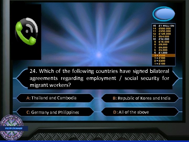 24. Which of the following countries have signed bilateral agreements regarding employment / social