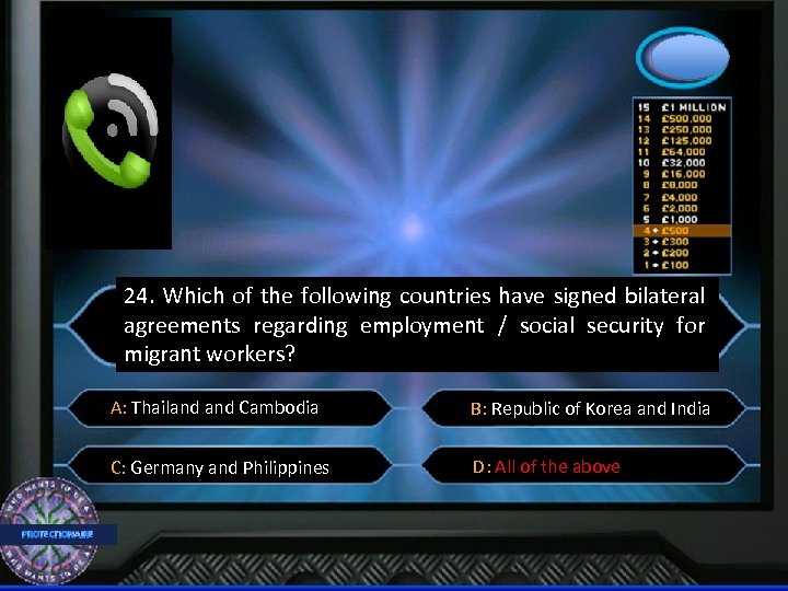 24. Which of the following countries have signed bilateral agreements regarding employment / social