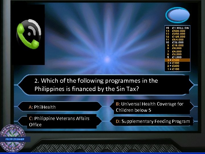 2. Which of the following programmes in the Philippines is financed by the Sin