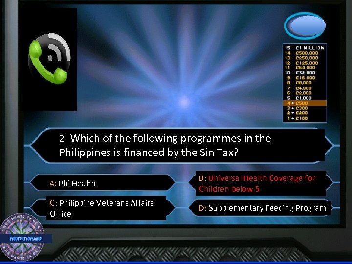 2. Which of the following programmes in the Philippines is financed by the Sin