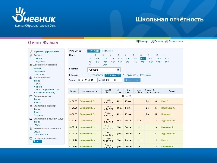 Школьная отчётность 