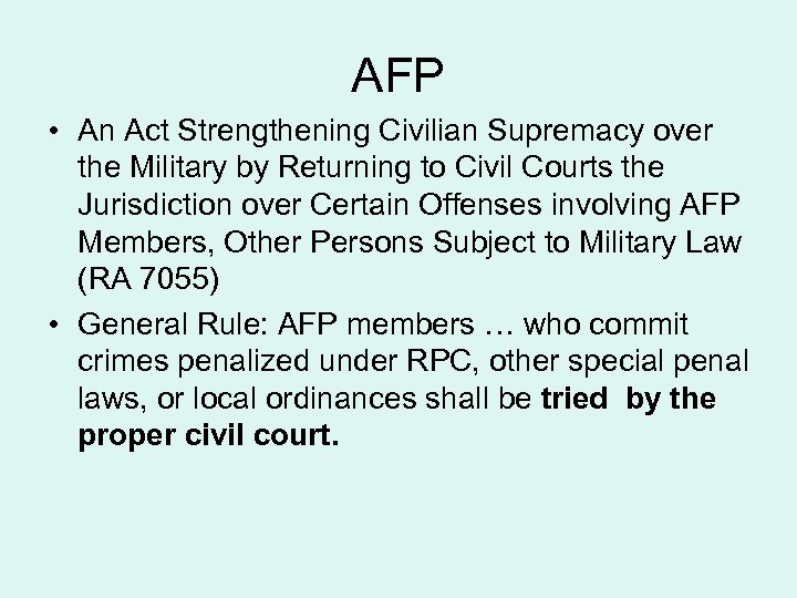 AFP • An Act Strengthening Civilian Supremacy over the Military by Returning to Civil