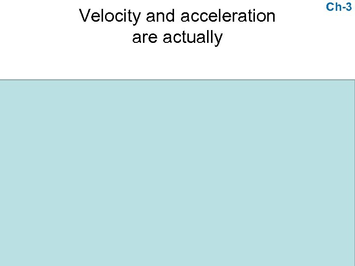 Velocity and acceleration are actually a. one and the same concept, but expressed differently.