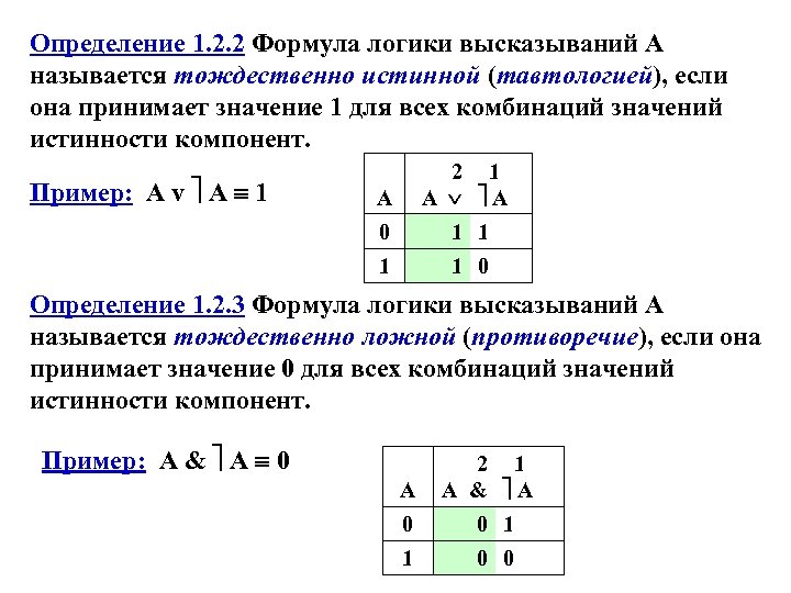 Тождественно истинные формулы