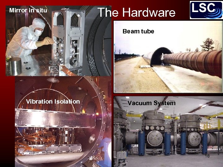 Mirror in situ The Hardware Beam tube Vibration Isolation Vacuum System 18 