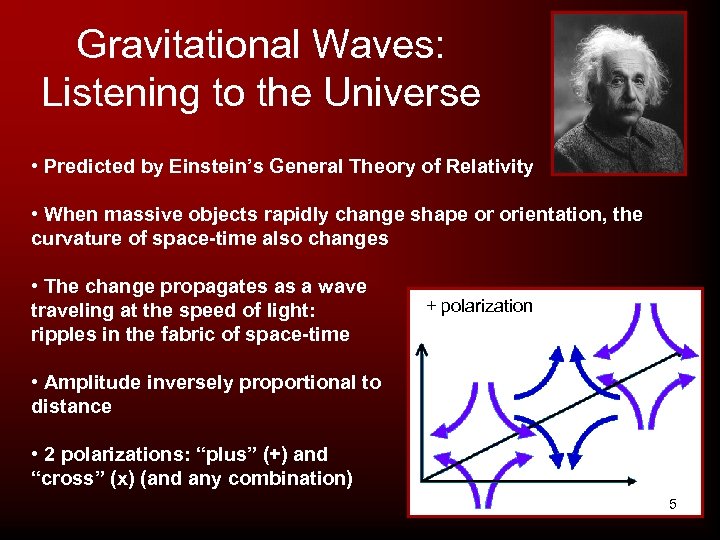 Gravitational Waves: Listening to the Universe • Predicted by Einstein’s General Theory of Relativity