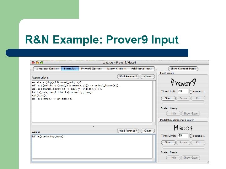 R&N Example: Prover 9 Input 