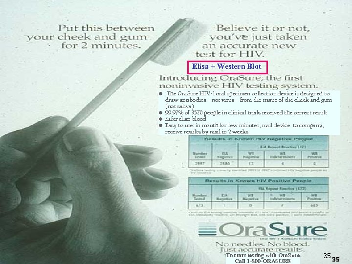 Elisa + Western Blot • The Ora. Sure HIV-1 oral specimen collection device is