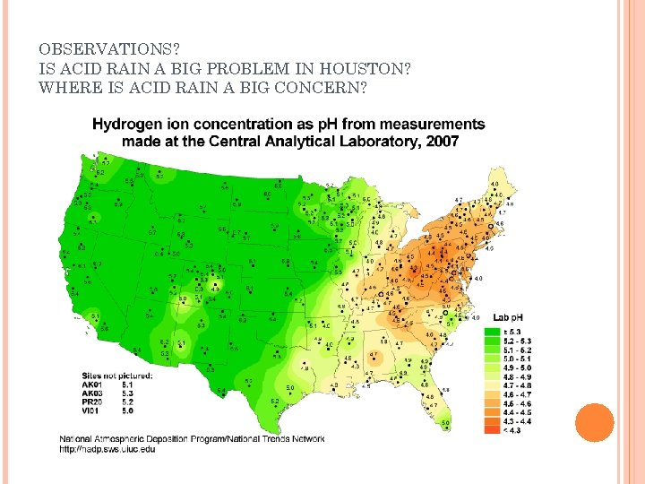 OBSERVATIONS? IS ACID RAIN A BIG PROBLEM IN HOUSTON? WHERE IS ACID RAIN A