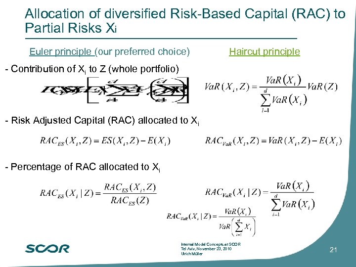 Allocation of diversified Risk-Based Capital (RAC) to Partial Risks Xi Euler principle (our preferred