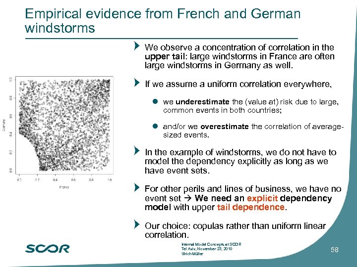 Empirical evidence from French and German windstorms We observe a concentration of correlation in