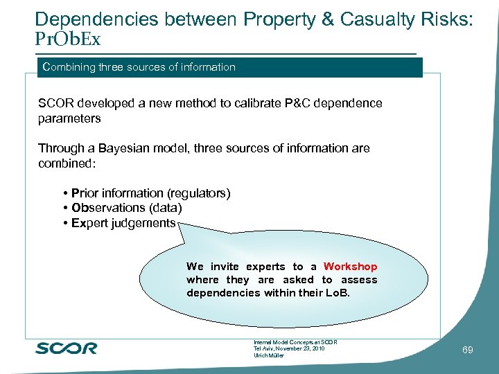 Dependencies between Property & Casualty Risks: Pr. Ob. Ex Combining three sources of information