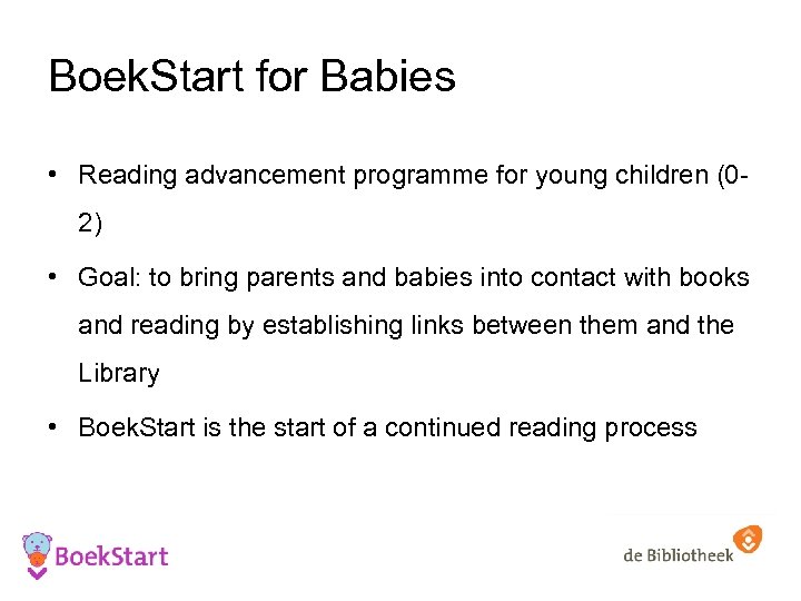 Boek. Start for Babies • Reading advancement programme for young children (02) • Goal: