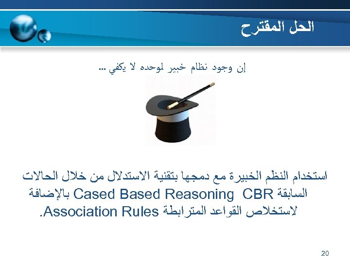  ﺍﻟﺤﻞ ﺍﻟﻤﻘﺘﺮﺡ ﺇﻥ ﻭﺟﻮﺩ ﻧﻈﺎﻡ ﺧﺒﻴﺮ ﻟﻮﺣﺪﻩ ﻻ ﻳﻜﻔﻲ. . . ﺍﺳﺘﺨﺪﺍﻡ ﺍﻟﻨﻈﻢ