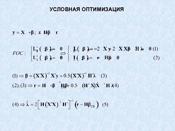 УСЛОВНАЯ ОПТИМИЗАЦИЯ 