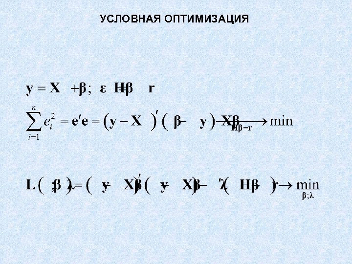 УСЛОВНАЯ ОПТИМИЗАЦИЯ 