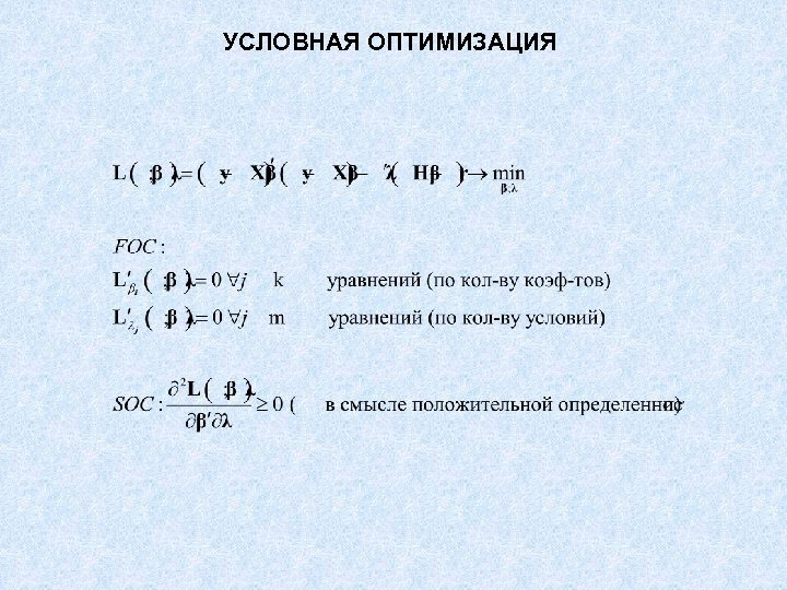 УСЛОВНАЯ ОПТИМИЗАЦИЯ 