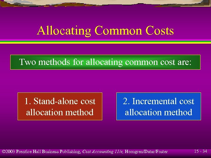 Allocation Of Support Department Costs Common Costs And