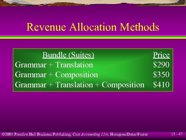 Revenue Allocation Methods Bundle (Suites) Grammar + Translation Grammar + Composition Grammar + Translation