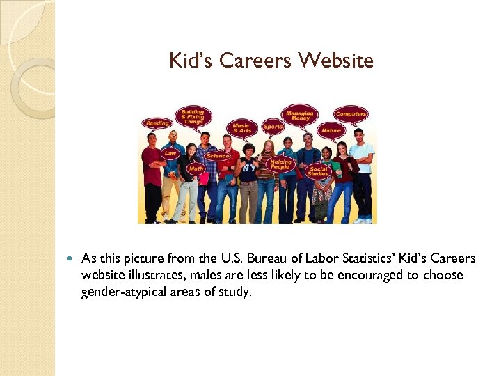 Kid’s Careers Website As this picture from the U. S. Bureau of Labor Statistics’