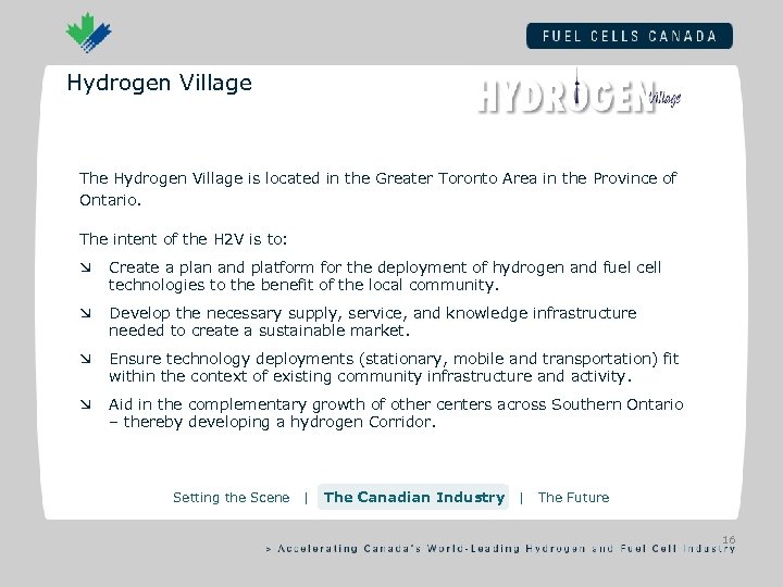 Hydrogen Village The Hydrogen Village is located in the Greater Toronto Area in the