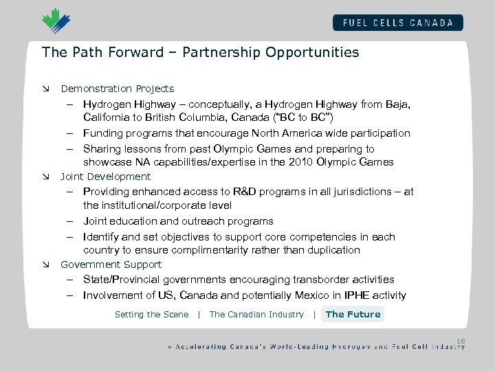 The Path Forward – Partnership Opportunities æ Demonstration Projects – Hydrogen Highway – conceptually,