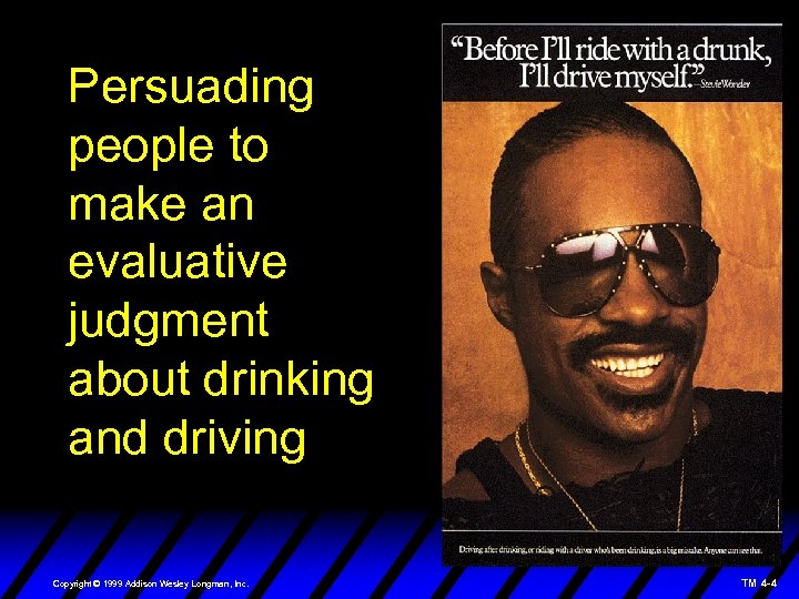 Persuading people to make an evaluative judgment about drinking and driving Copyright © 1999