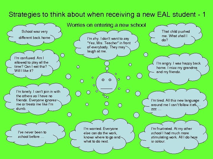 Strategies to think about when receiving a new EAL student - 1 Worries on