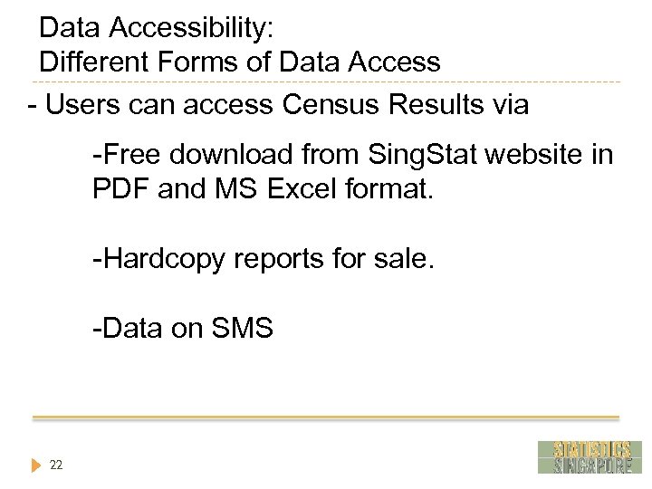 Data Accessibility: Different Forms of Data Access - Users can access Census Results via