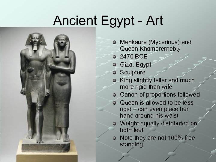 Ancient Egypt - Art Menkaure (Mycerinus) and Queen Khamerernebty 2470 BCE Giza, Egypt Sculpture