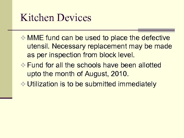 Kitchen Devices v MME fund can be used to place the defective utensil. Necessary