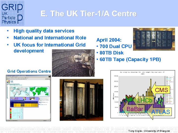 E. The UK Tier-1/A Centre • High quality data services • National and International
